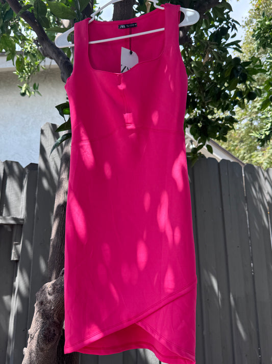 NEW Zara Hot Pink Body Con Dress Sz S