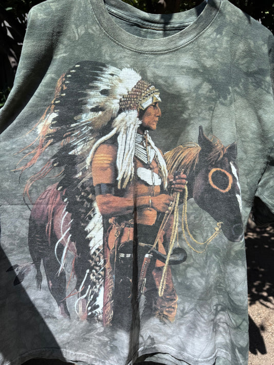 Vtg 1997 The Mountain Native American Horse & Chief Graphic Tee Sz XL