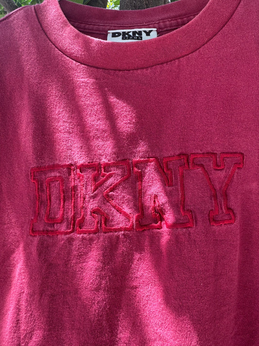 Vtg 90’s Single Stitch DKNY Jeans Burgundy Tee Sz M