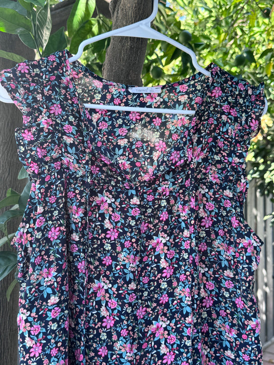 Timing Floral Ruffle Sleeve Blouse – Size L