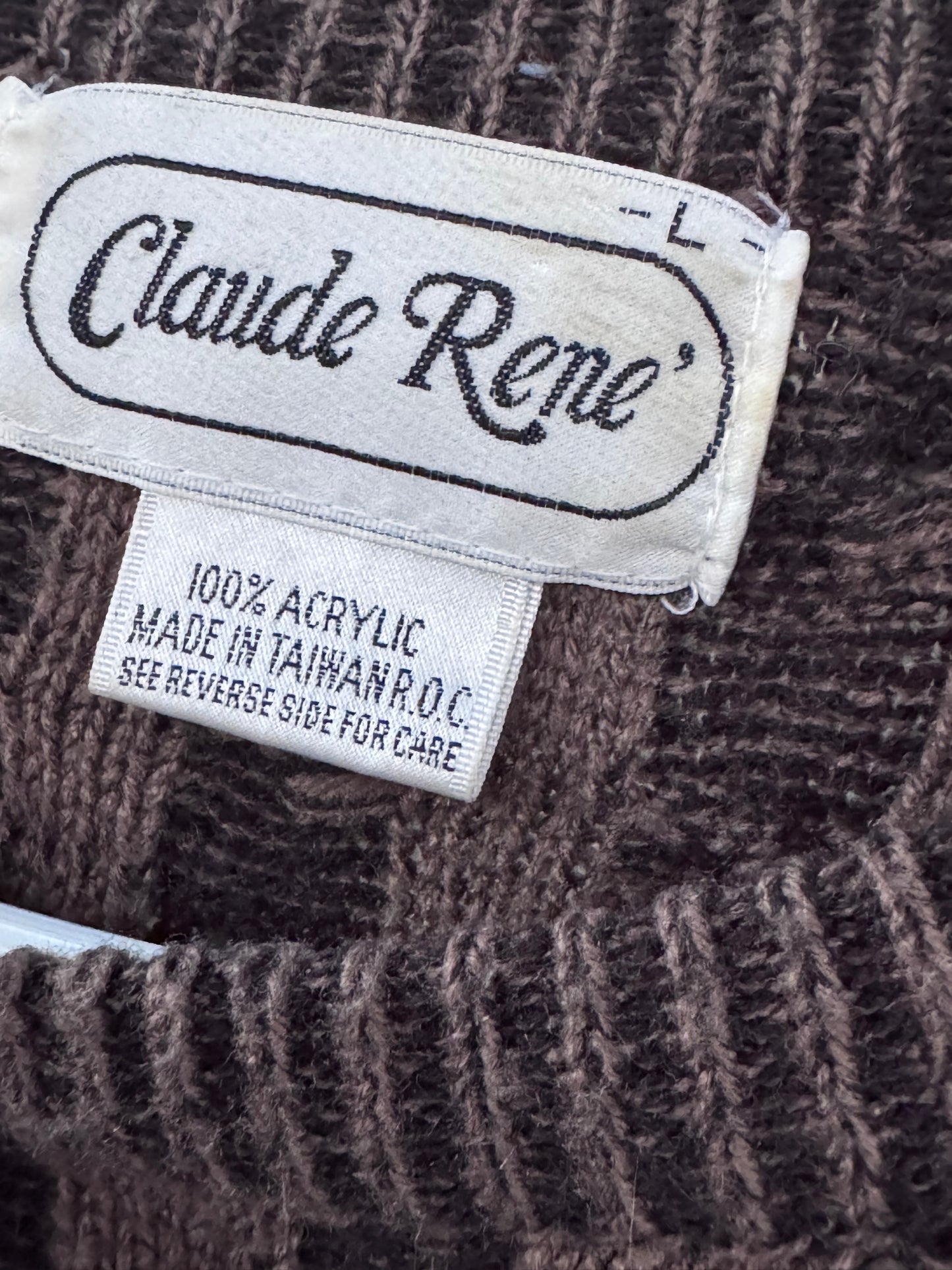 Vtg Claude Rene’ 80s-90s Cable Knit Sweater Sz L