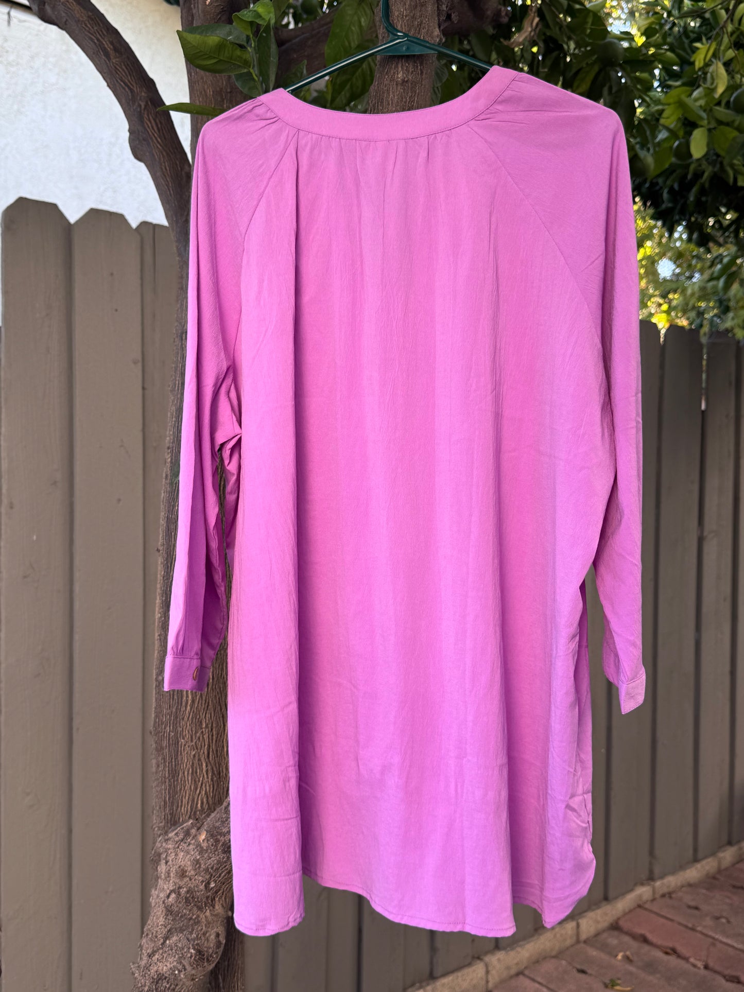 Catherines Magenta Button Front Blouse 3/4 Sleeve Tunic Top Sz 1X