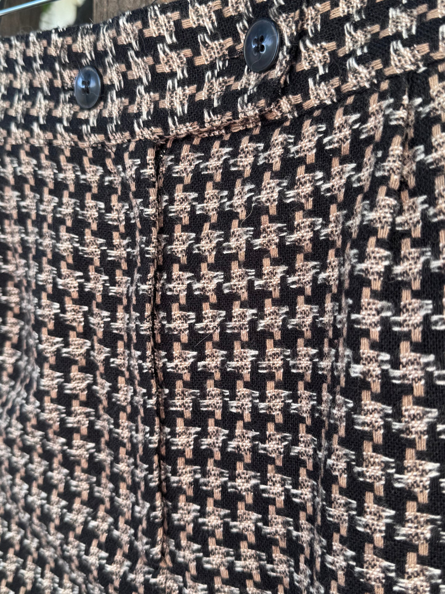 Vtg 1980s Diane von Furstenberg Houndstooth Skirt Sz 12 (Modern 8–10)