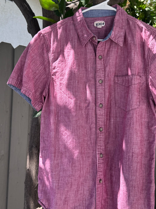 1901 Men’s Chambray Short Sleeve Button-Up Shirt Sz L