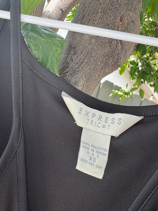 Vtg 90s EXPRESS Tricot Black Slip Dress Sz XS