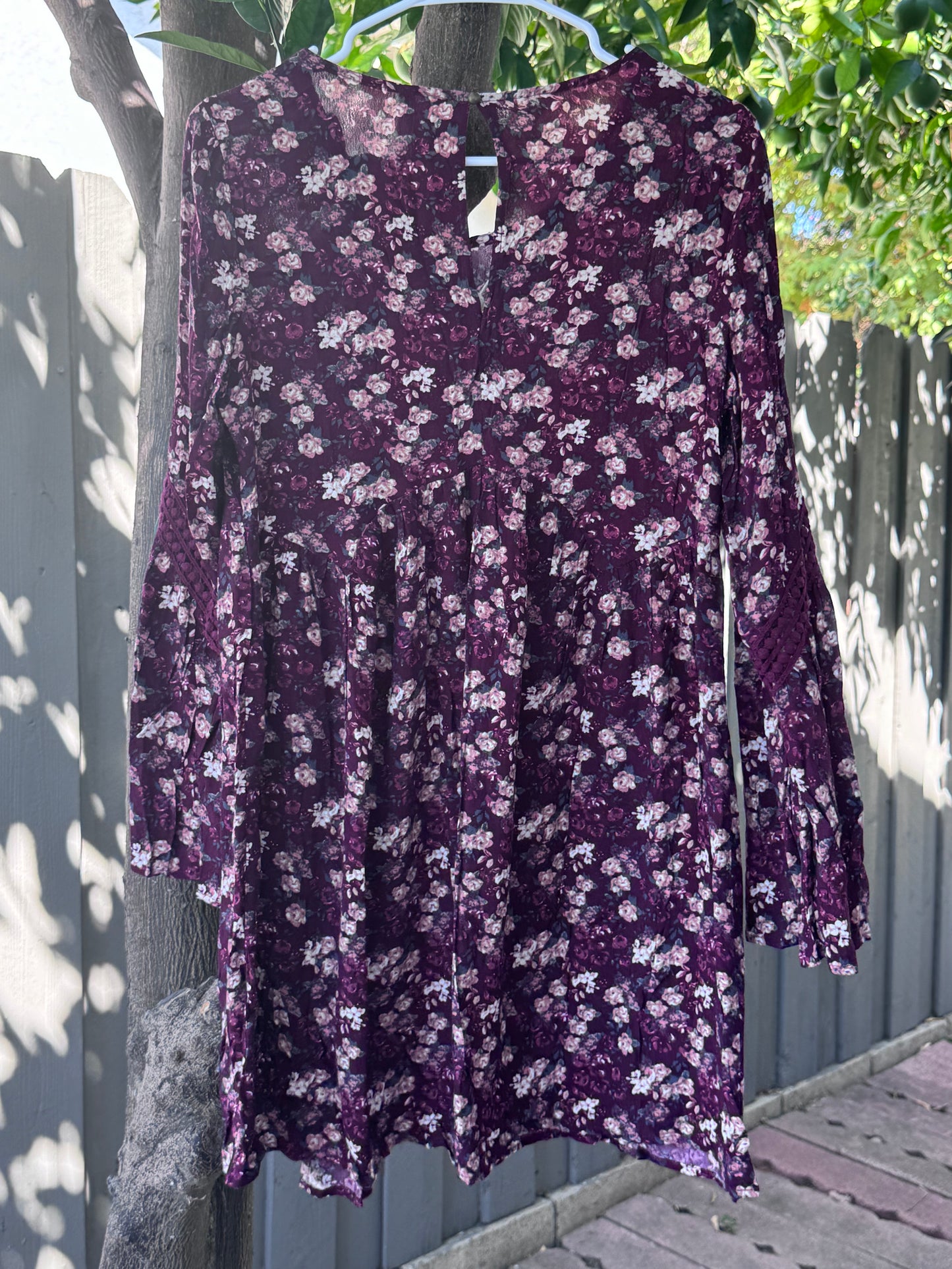 Xhilaration Burgundy Floral Embroidered Boho Dress – Size M