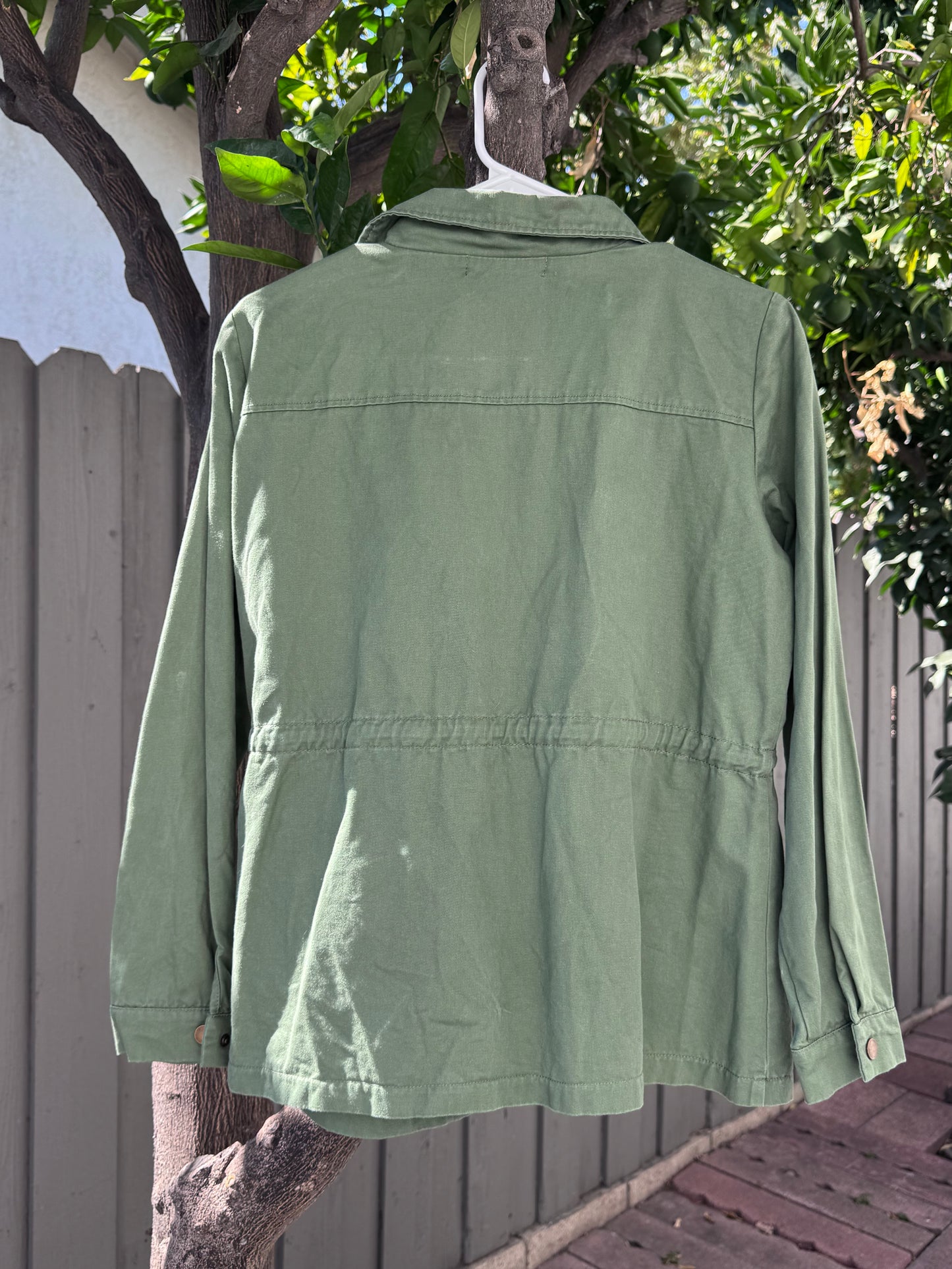 Allegra K Green Utility Jacket with Cat Patch Sz M
