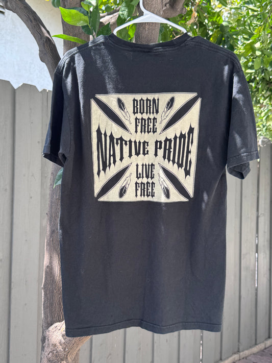 Vtg Hanes Heavyweight Native Pride – Born Free Live Free Tee Sz M