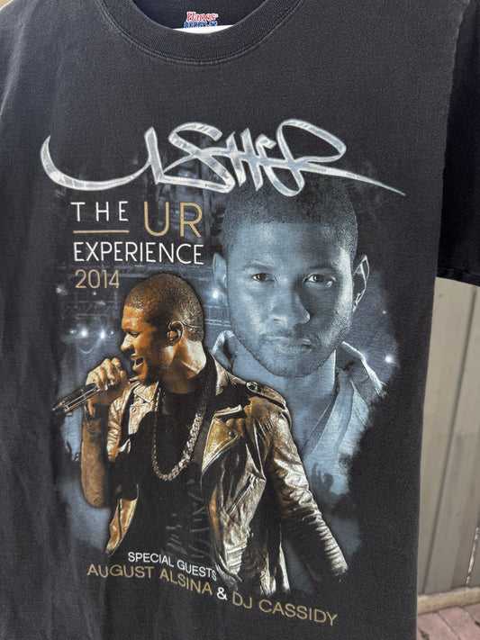 Usher The UR Experience 2014 Tour Tee Black Hanes Beefy-T Concert Shirt Sz S