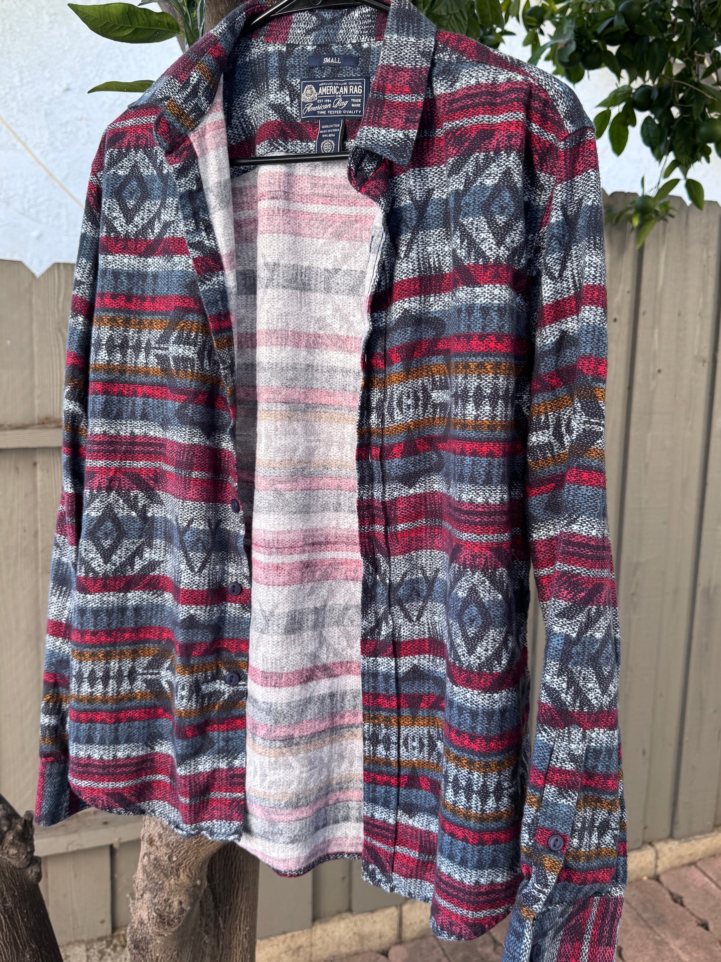 American Rag Southwestern Aztec Flannel Button-Up Shirt Sz S