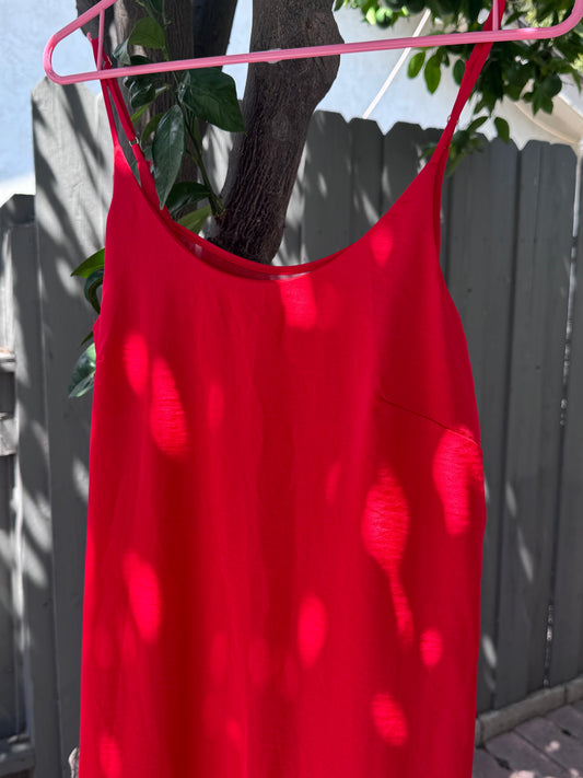 Auden Red Satin Midi Nightgown Sleep Dress Sz S