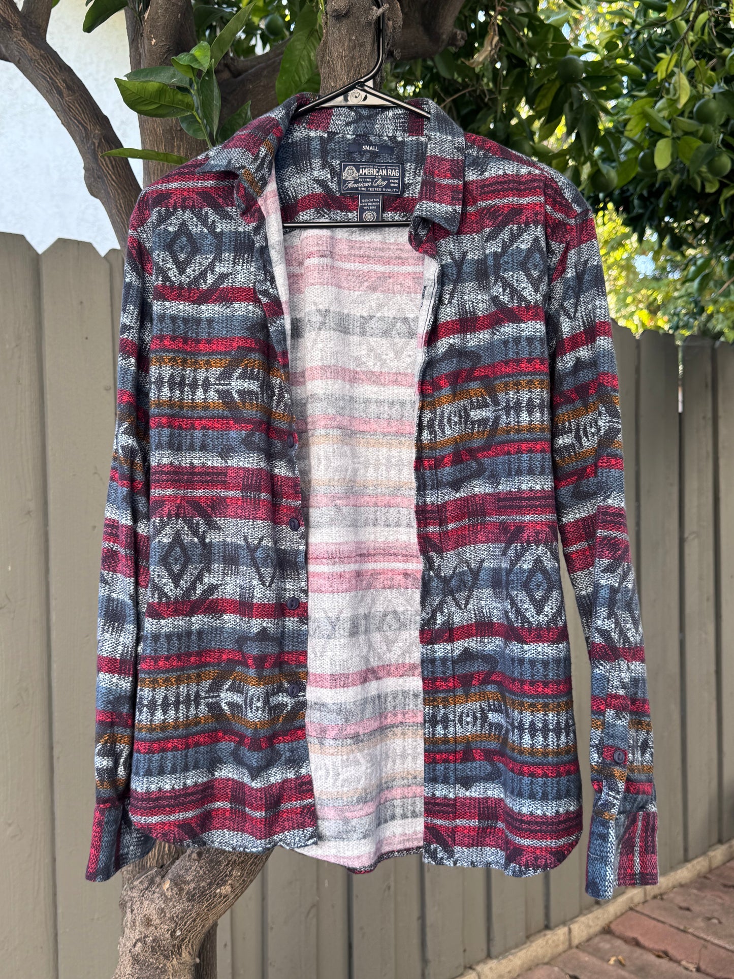 American Rag Southwestern Aztec Flannel Button-Up Shirt Sz S