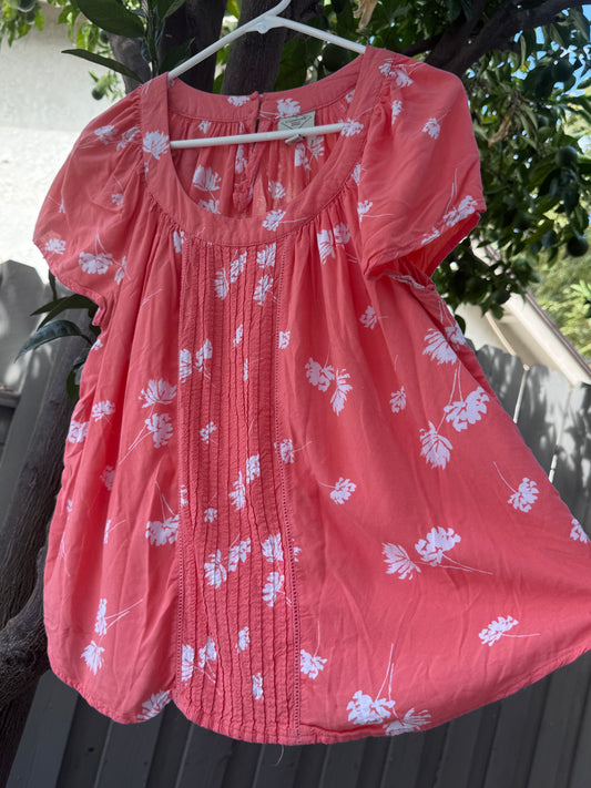 St. John’s Bay Coral Floral Peasant Top – Sz Petite L