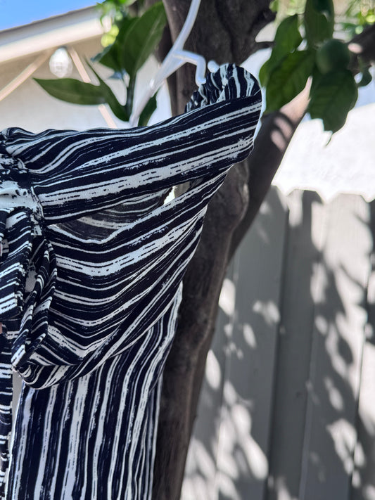 Xhilaration Navy Blue & White Off-Shoulder Boho Dress – Size M