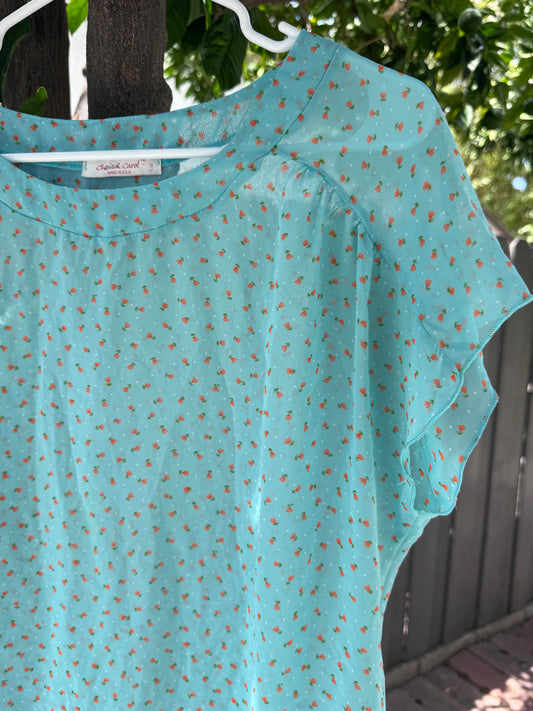 Y2k Chris & Carol Floral Print Blouse Sz S