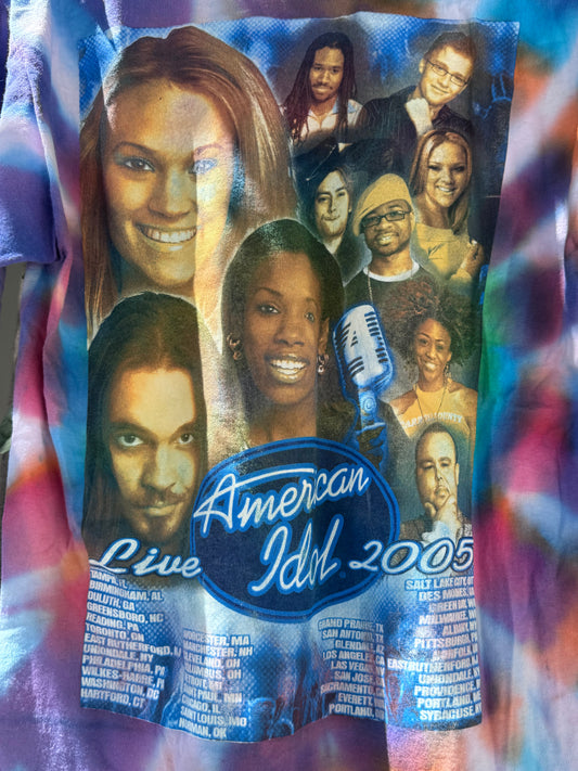 Vtg Y2K 2005 American Idol Tie-Dye Tee Sz M