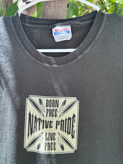 Vtg Hanes Heavyweight Native Pride – Born Free Live Free Tee Sz M
