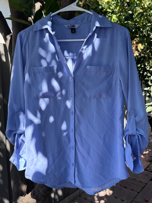 Vylette Light Blue Button-Up Blouse – Size XS