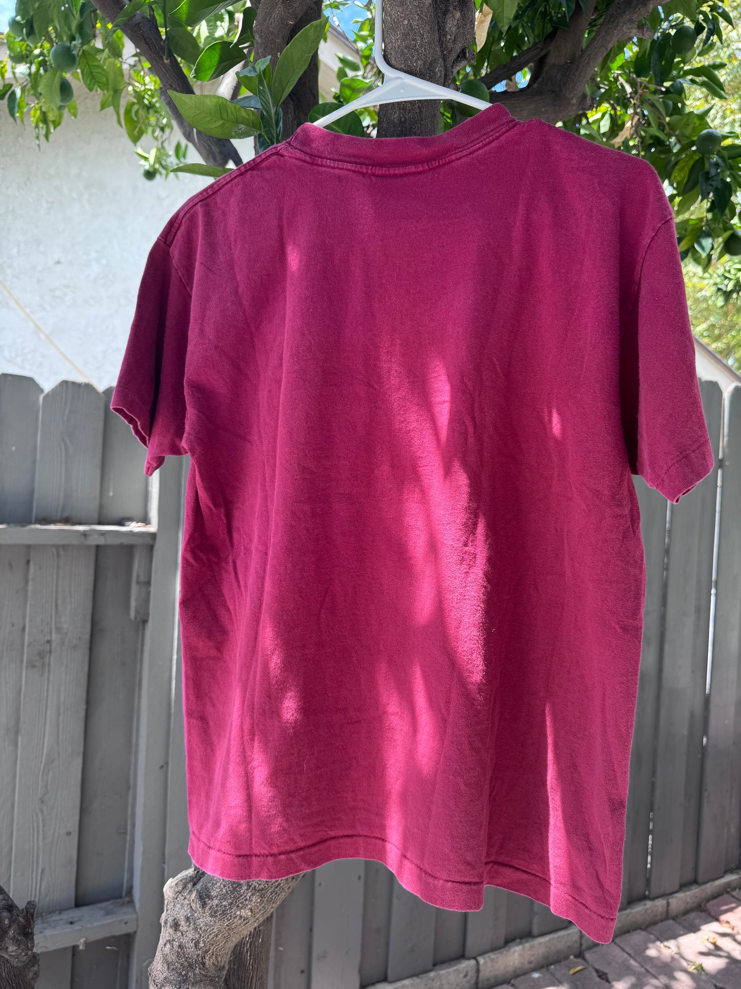Vtg 90’s Single Stitch DKNY Jeans Burgundy Tee Sz M