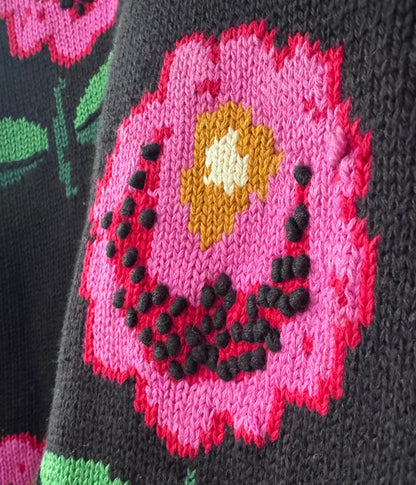 Vtg Adrienne Vittadini 80s-90s Oversized Floral Knit Pullover Sweater Sz 3 (2X)