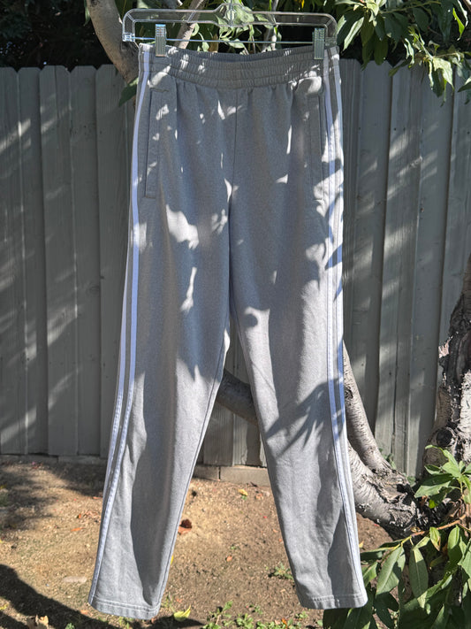 Adidas Gray Track Pants with White Stripes Sz S