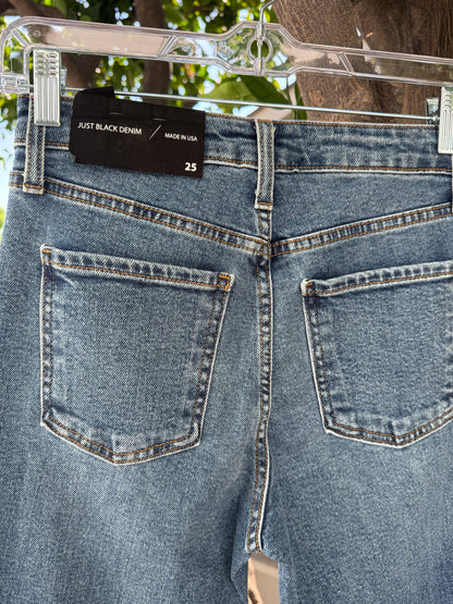 NEW Just Black Denim Vintage Cropped Frayed Hem Jeans Sz 25