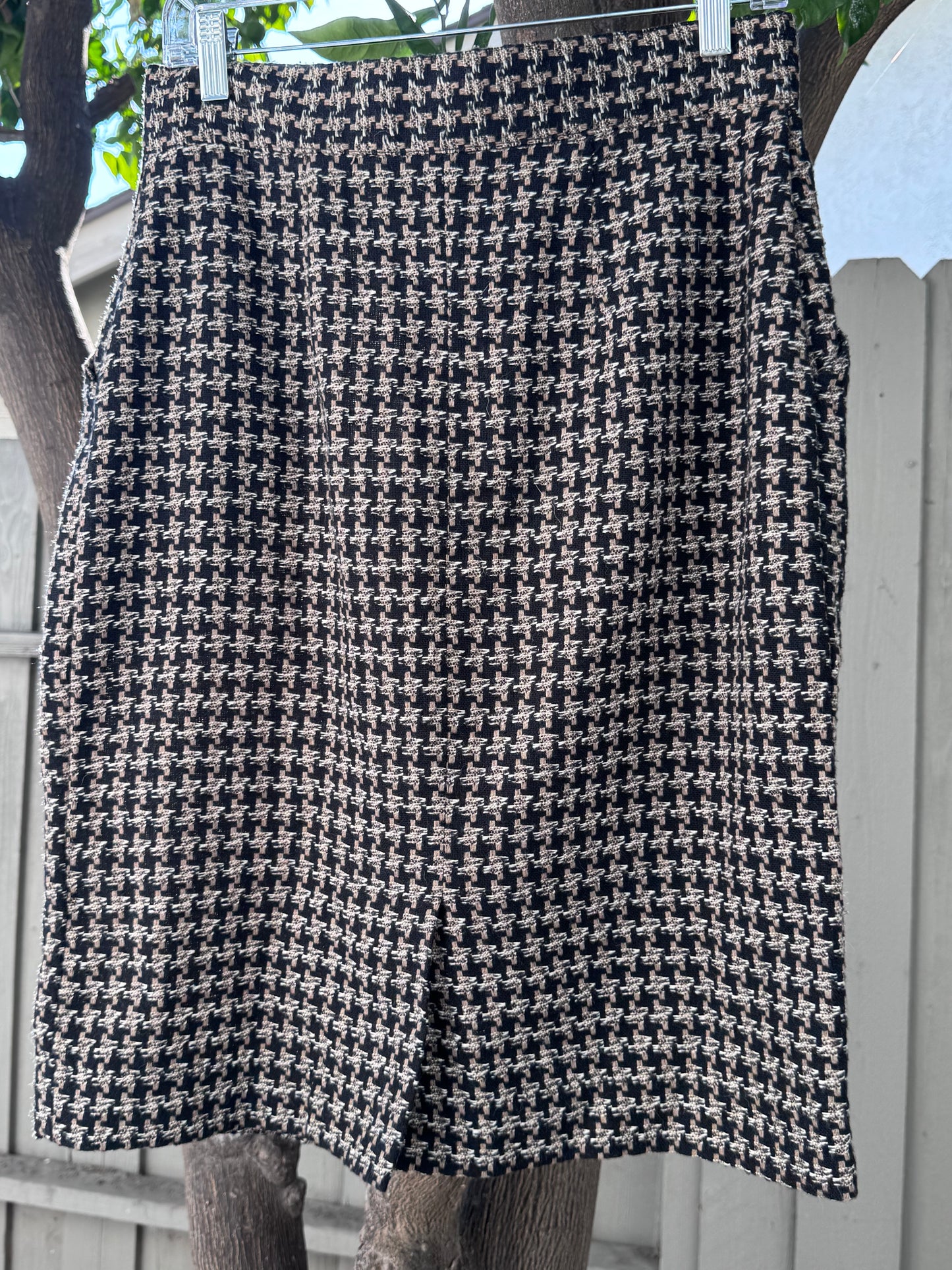 Vtg 1980s Diane von Furstenberg Houndstooth Skirt Sz 12 (Modern 8–10)