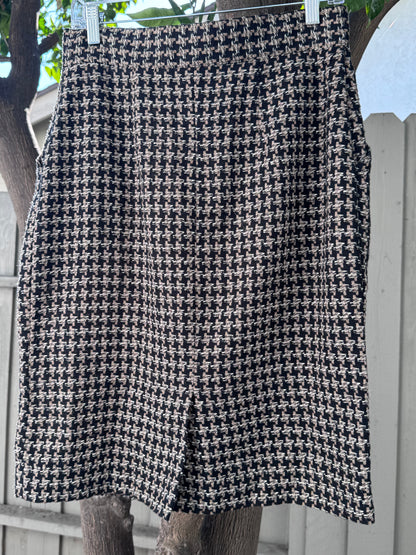Vtg 1980s Diane von Furstenberg Houndstooth Skirt Sz 12 (Modern 8–10)