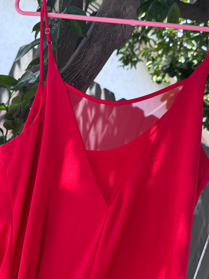 Auden Red Satin Midi Nightgown Sleep Dress Sz S