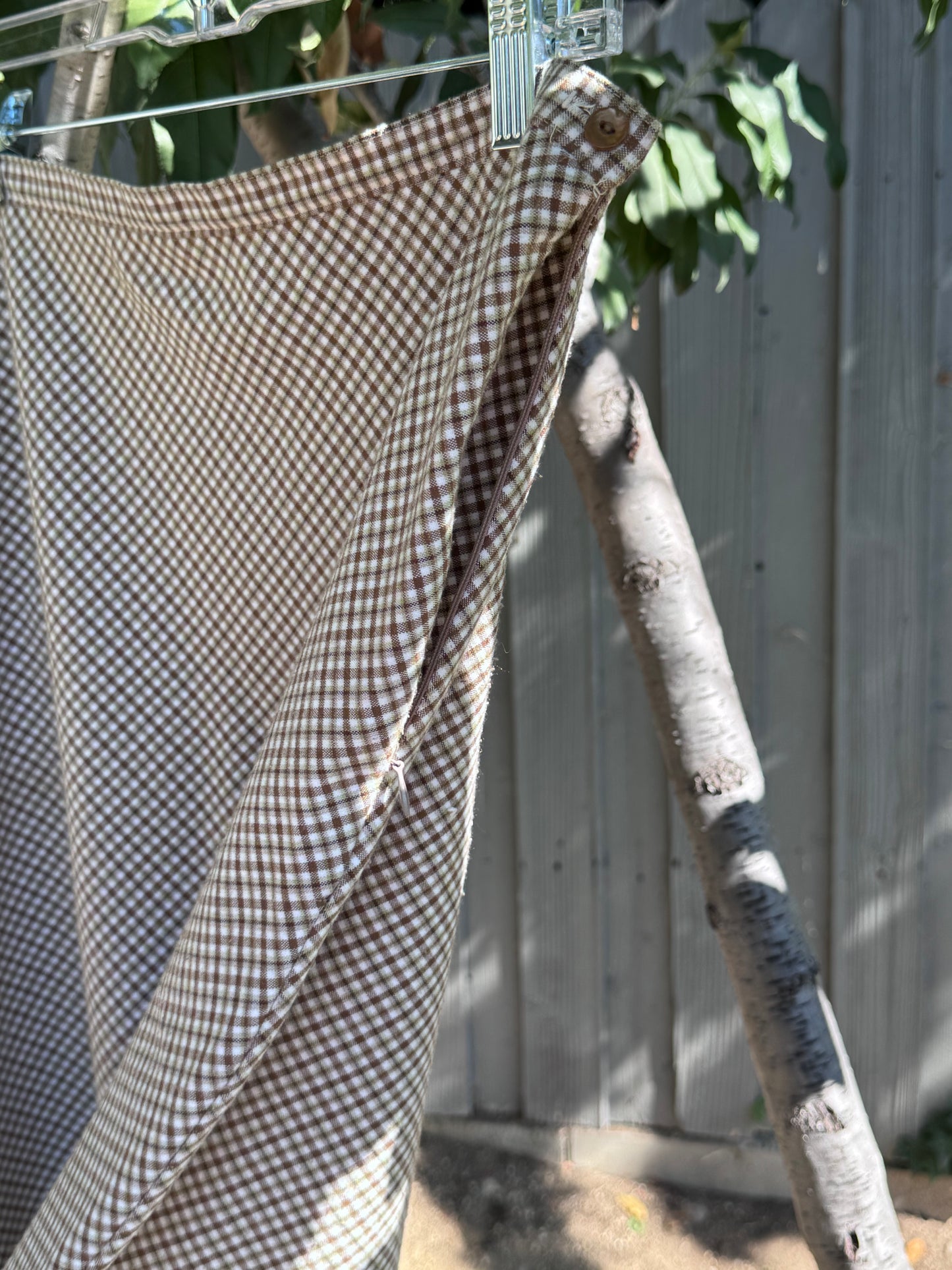 Vtg Paul Harris Design Brown Checkered Skirt Made in USA Size 14