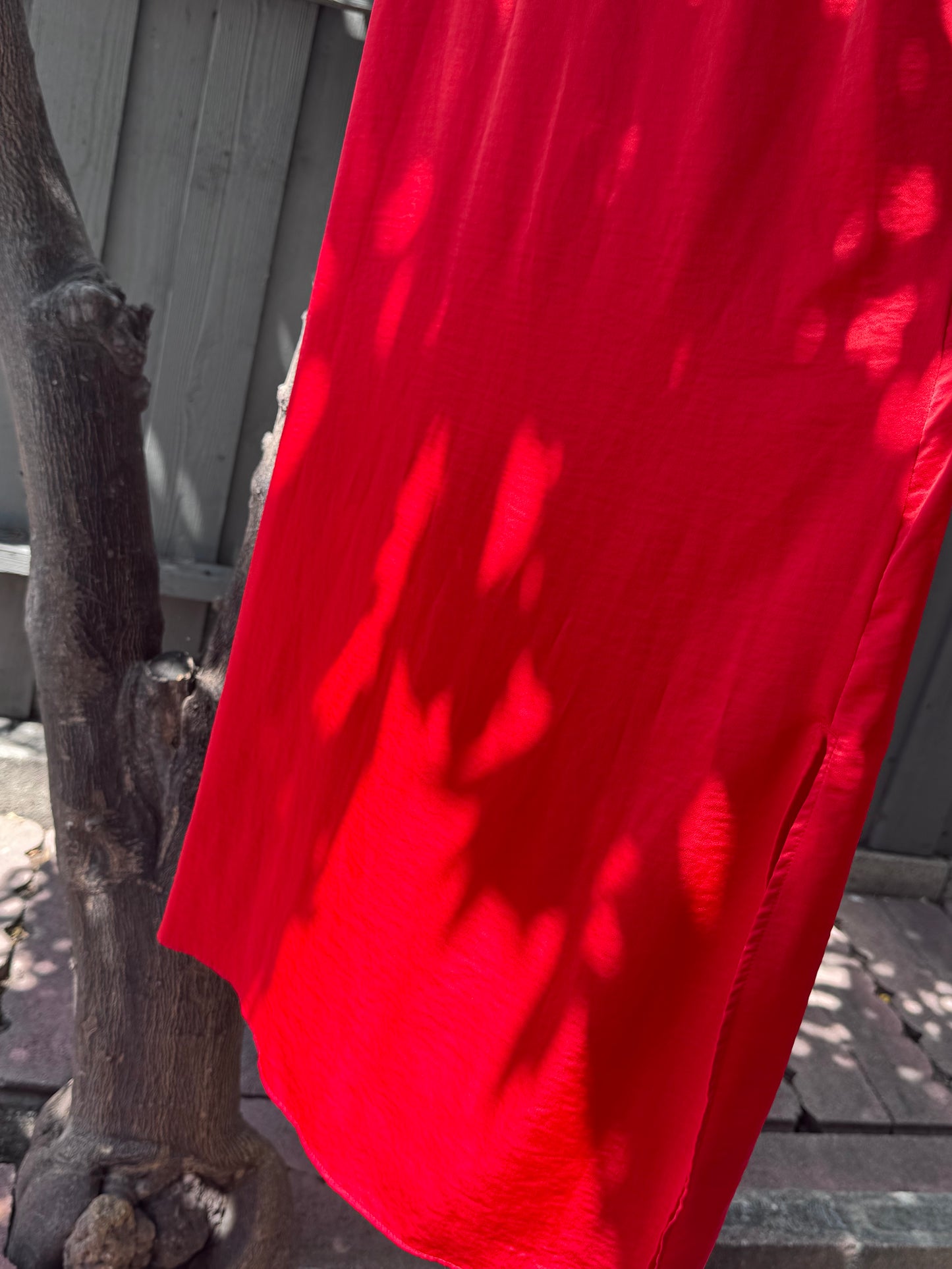 Auden Red Satin Midi Nightgown Sleep Dress Sz S