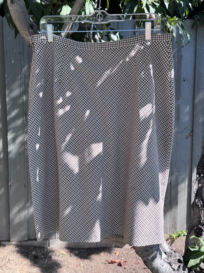 Vtg Paul Harris Design Brown Checkered Skirt Made in USA Size 14