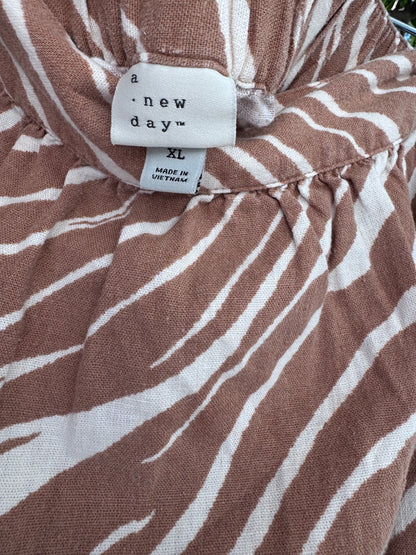 A New Day Zebra Print Brown & White Wrap Skirt Sz XL