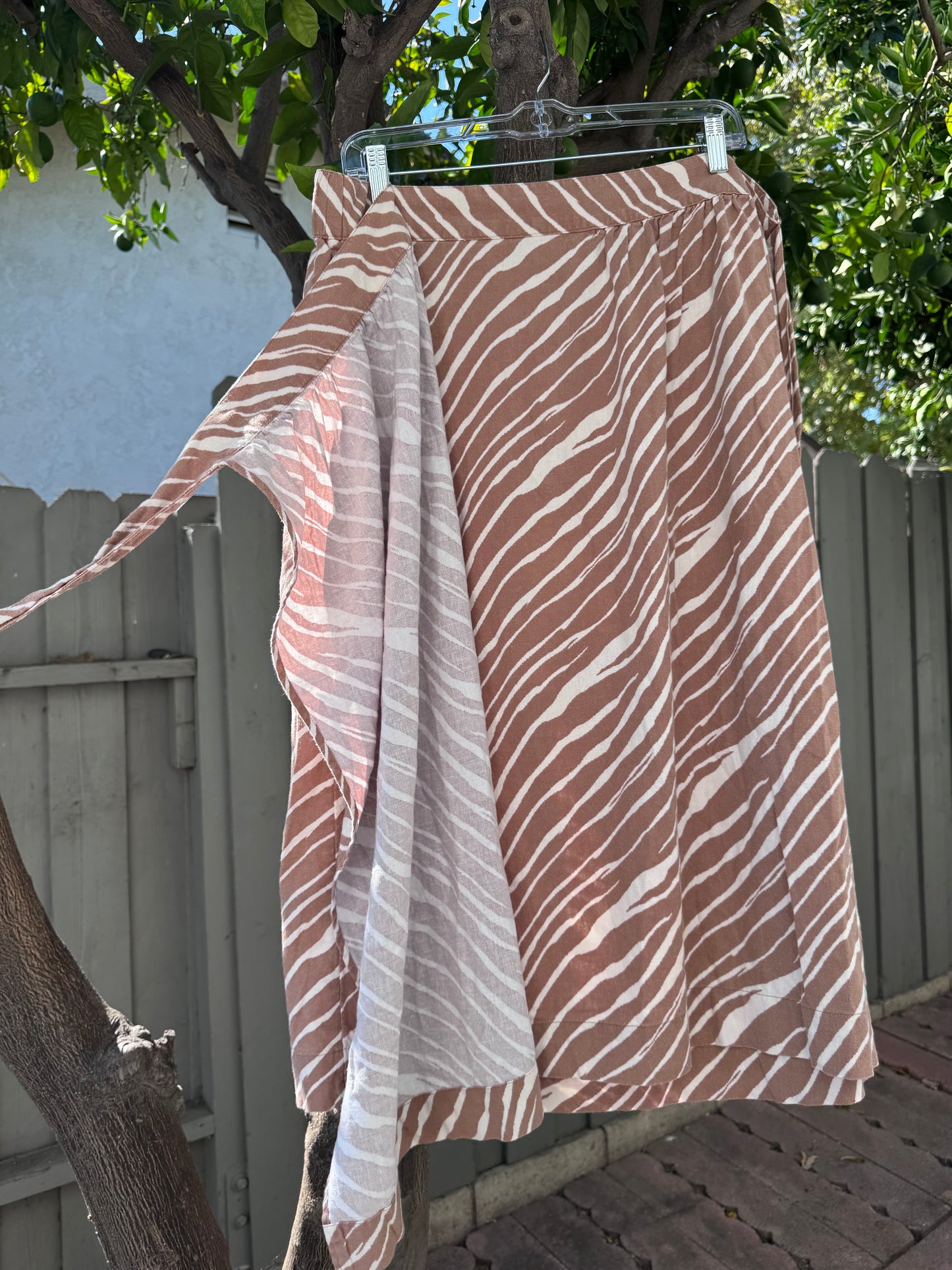 A New Day Zebra Print Brown & White Wrap Skirt Sz XL