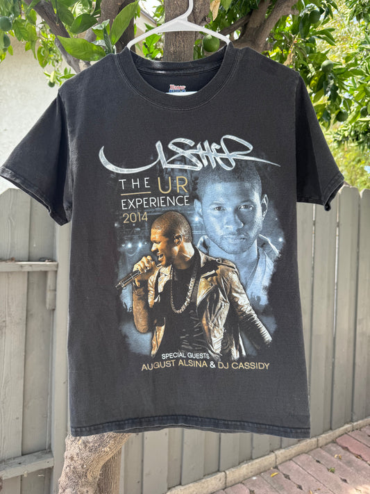 Usher The UR Experience 2014 Tour Tee Black Hanes Beefy-T Concert Shirt Sz S
