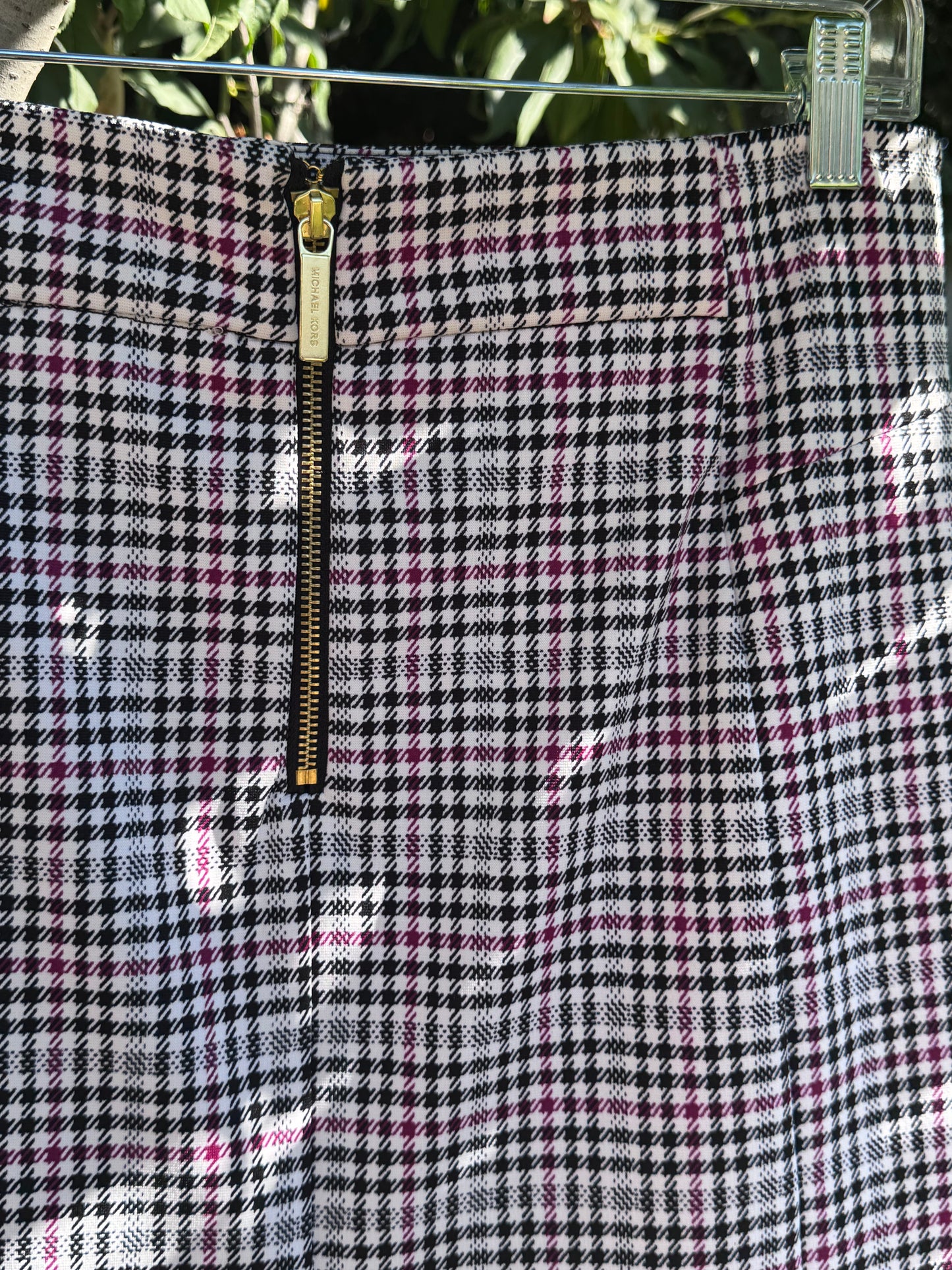 Michael Kors Plaid Pencil Skirt with Gold Zipper Sz M