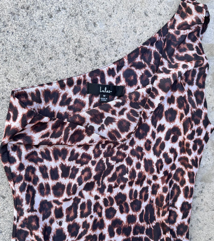 Lulus One-Shoulder Leopard Print Bodysuit – Size M