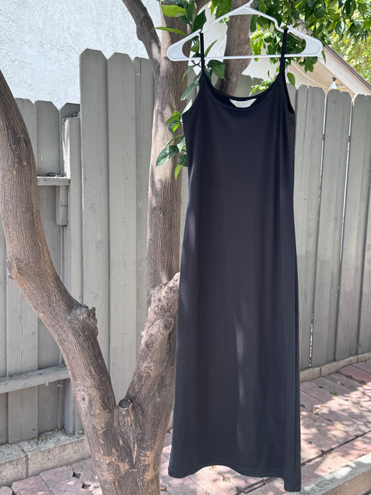 Vtg 90s EXPRESS Tricot Black Slip Dress Sz XS