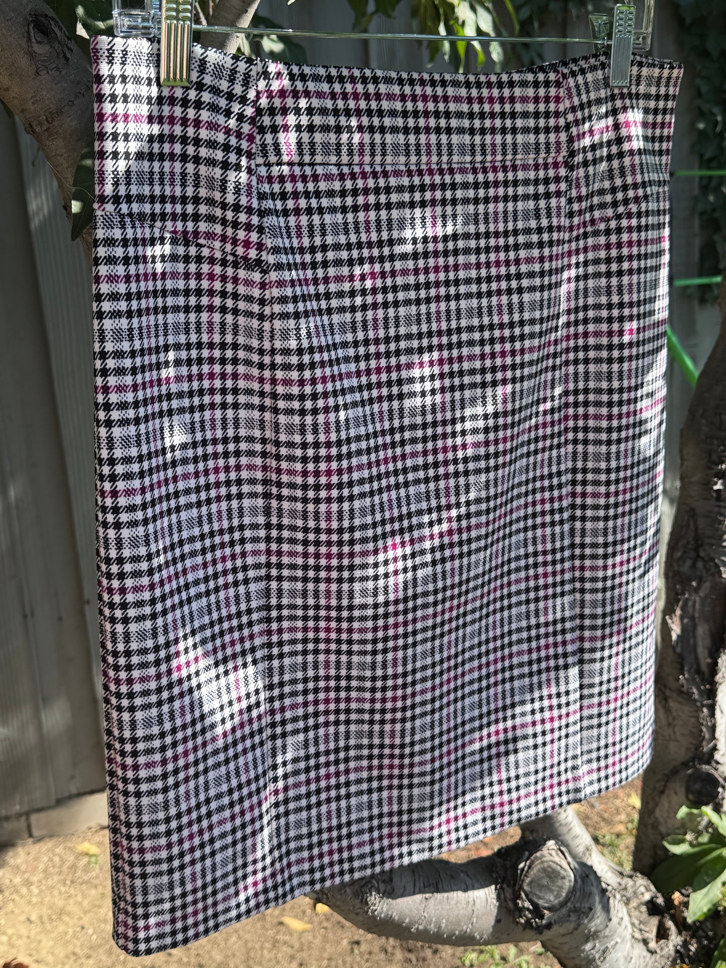 Michael Kors Plaid Pencil Skirt with Gold Zipper Sz M