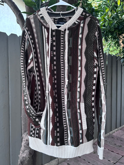 Rue21 Multi-Color Knit Hoodie Sweater – Size Large