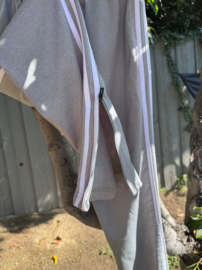 Adidas Gray Track Pants with White Stripes Sz S
