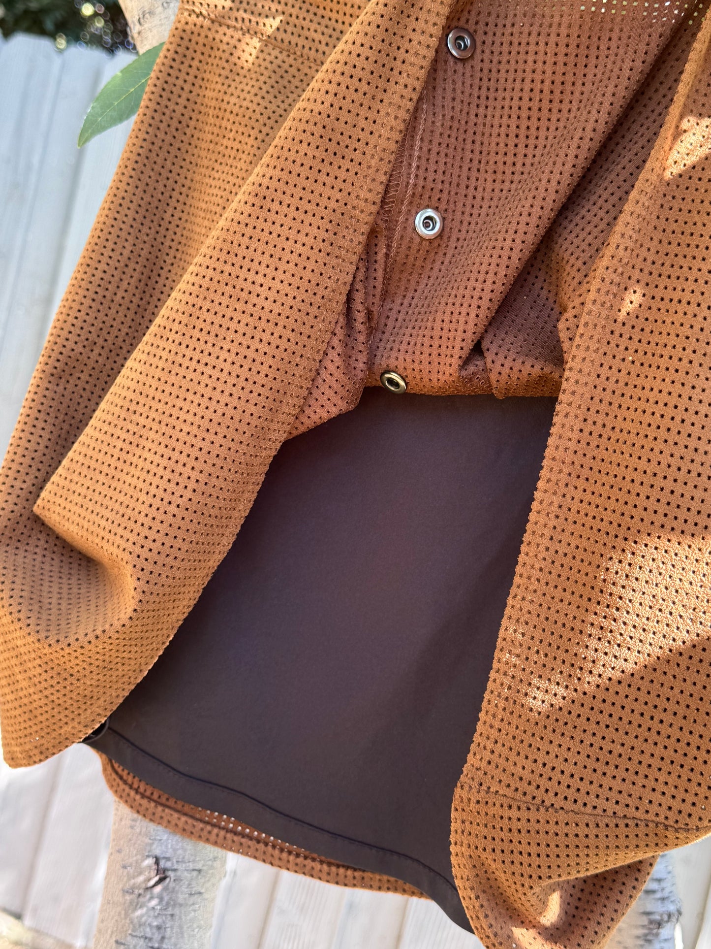 ZARA Basic Brown Faux Suede Perforated Button-Front Mini Skirt Size XS