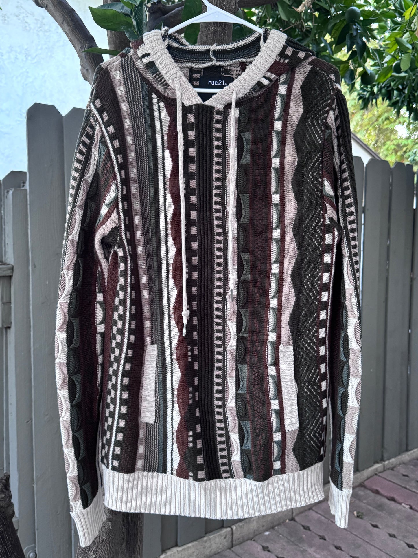 Rue21 Multi-Color Knit Hoodie Sweater – Size Large