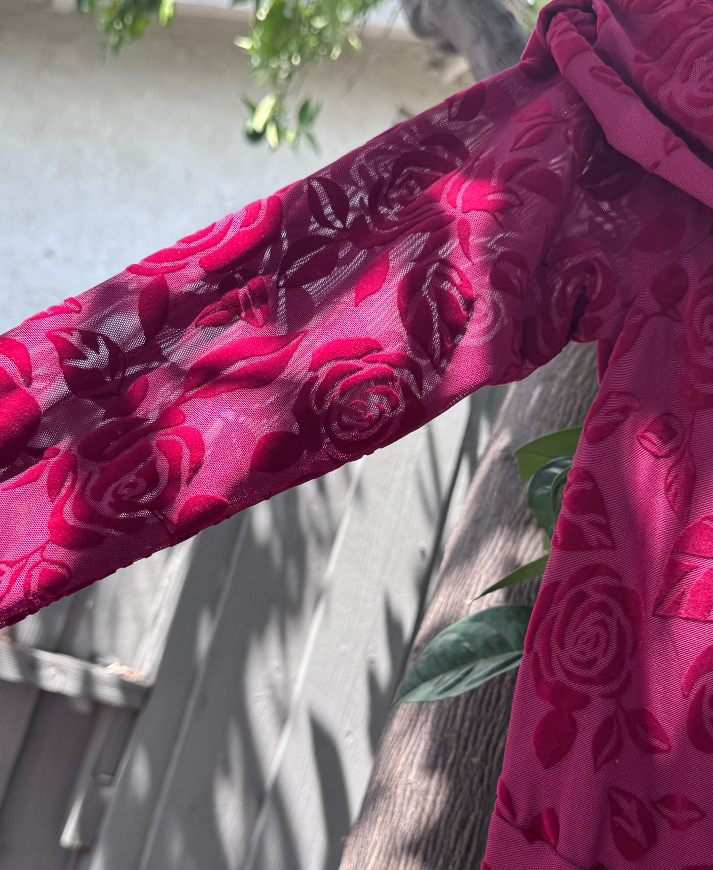 NEW Wild Fable Rose Velvet Floral Mesh Long Sleeve Dress Sz M