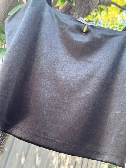 NEW Wild Fable Black Velvet Bow Crop Tank Top – Size S