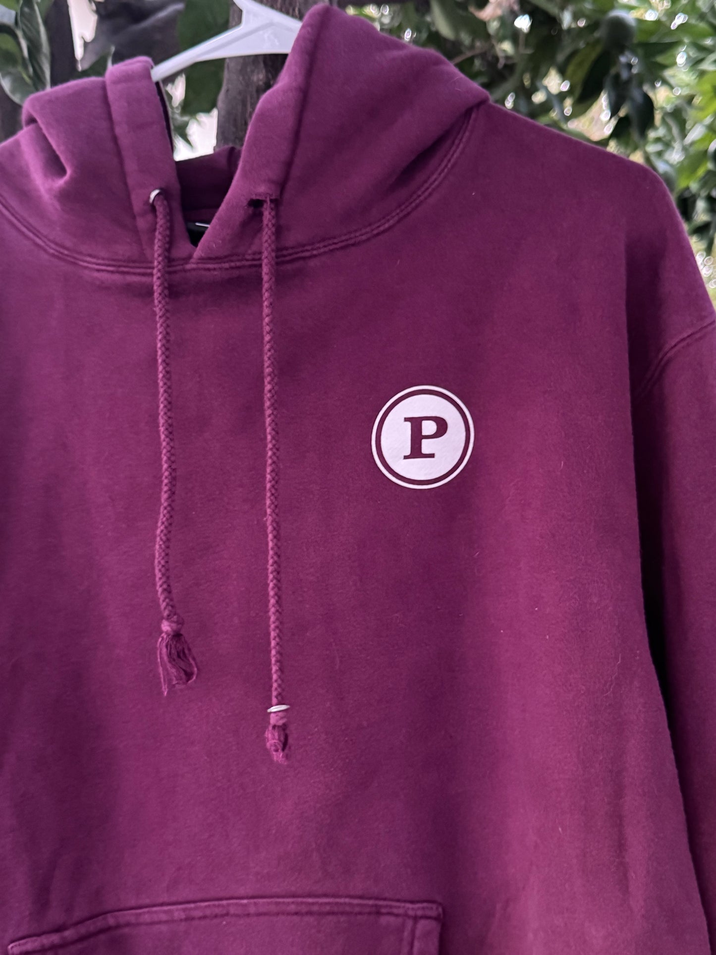 Premier Plum “P Logo” Graphic Hoodie – Size Large