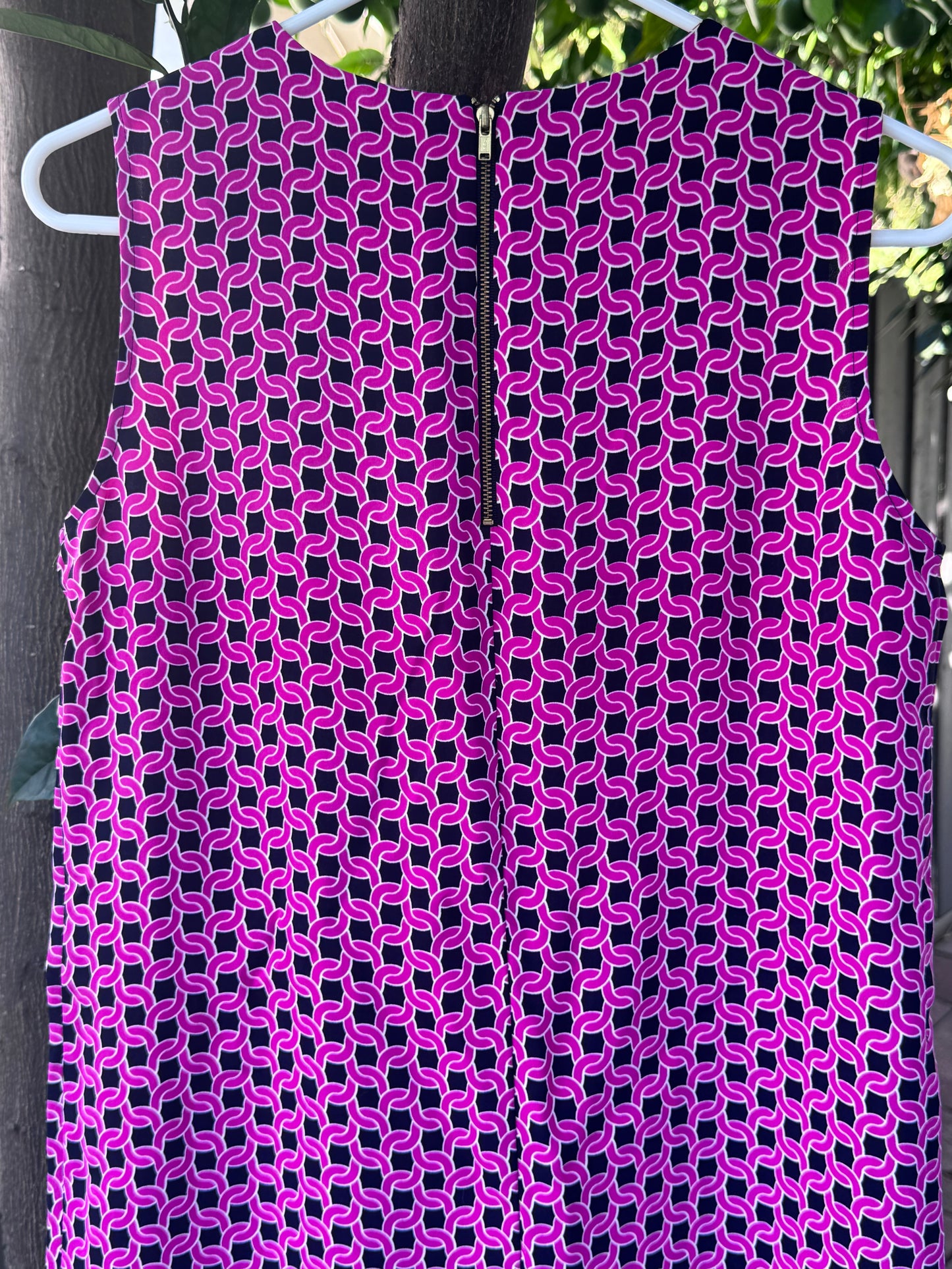 Adrienne Vittadini Geometric Chain Print Shift Dress – Size 12