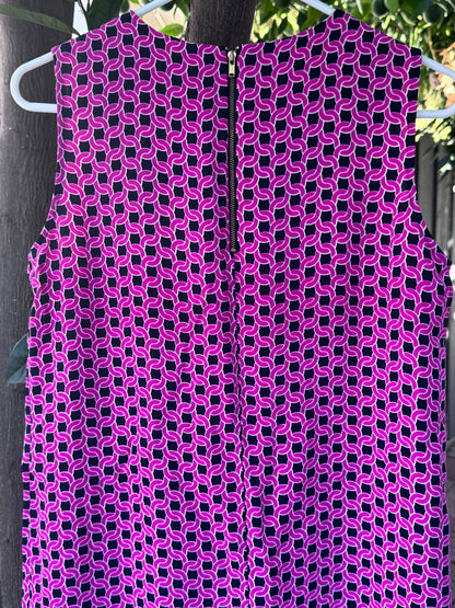 Adrienne Vittadini Geometric Chain Print Shift Dress – Size 12