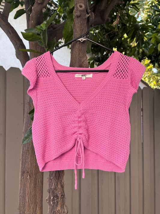 Madden NYC Pink Knitted Crop Sz L