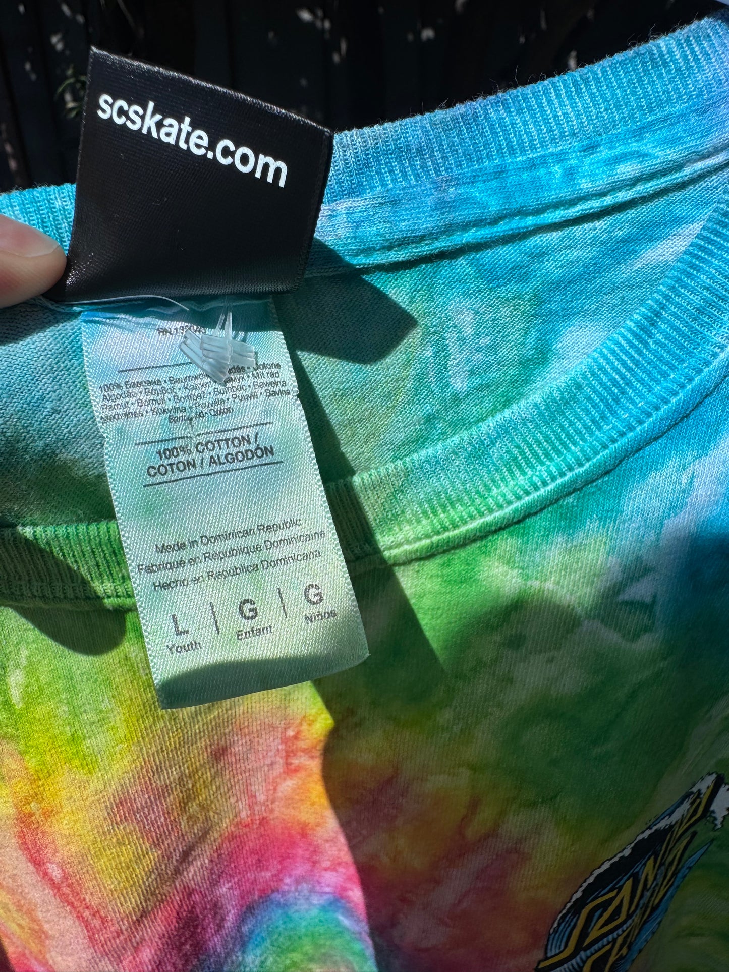 Santa Cruz Tie-Dye Skate Shirt Sz Youth L